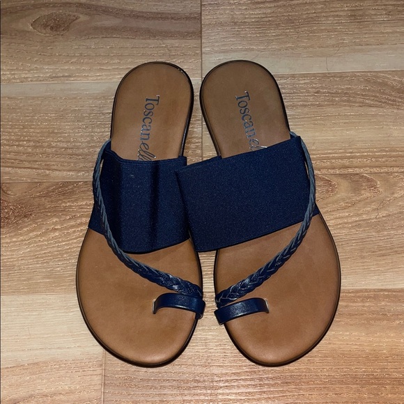 Shoes - Women's Navy and Brown Sandals